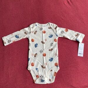 🦋3 for $10🦋 Carter’s Cream Sports Print Long-Sleeve Baby One-Piece